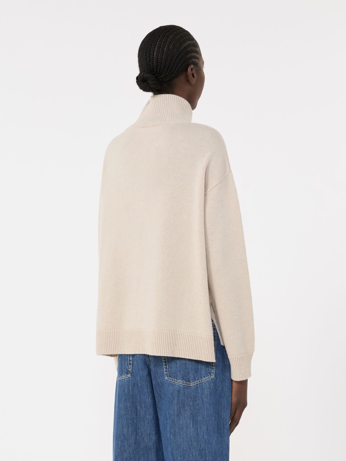 Boxy-fit wool and cashmere polo-neck sweater - 白色 - Marina Rinaldi - 3