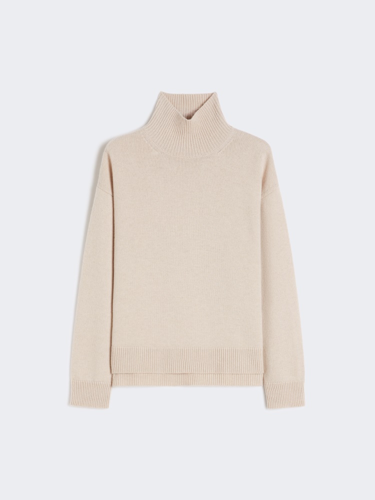 Boxy-fit wool and cashmere polo-neck sweater - 白色 - Marina Rinaldi