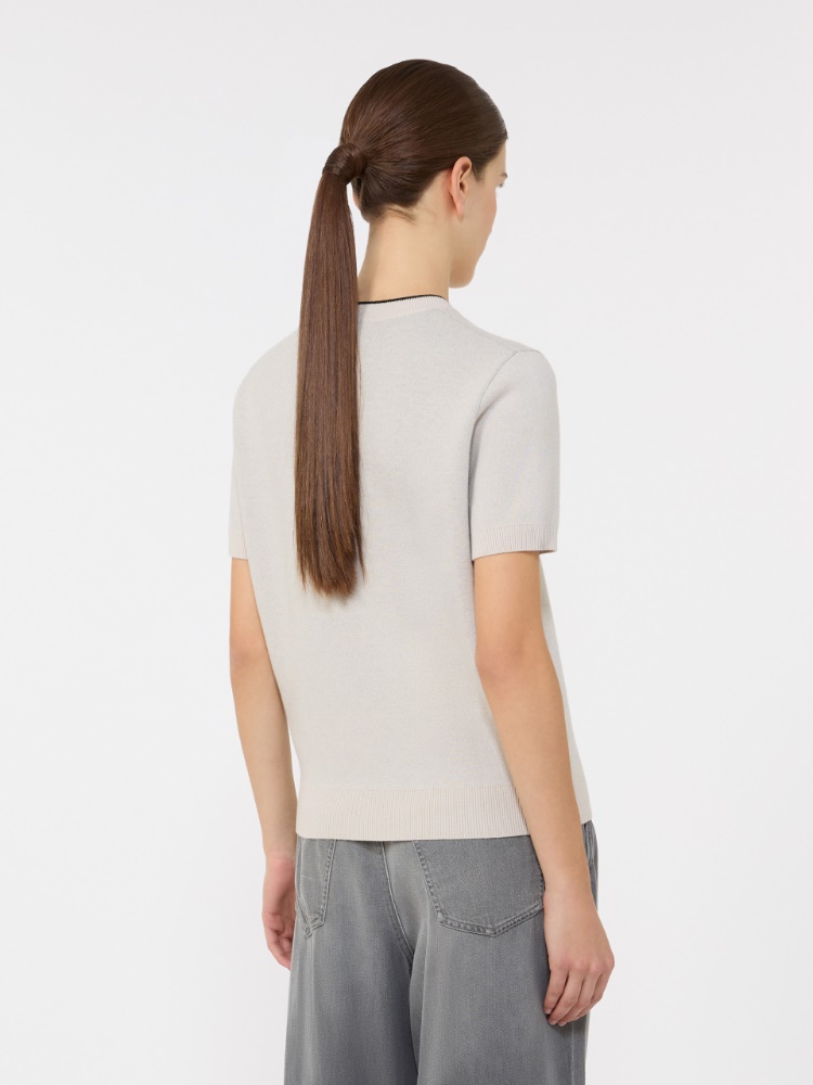 Wool yarn T-shirt - 本色 - Marina Rinaldi - 3