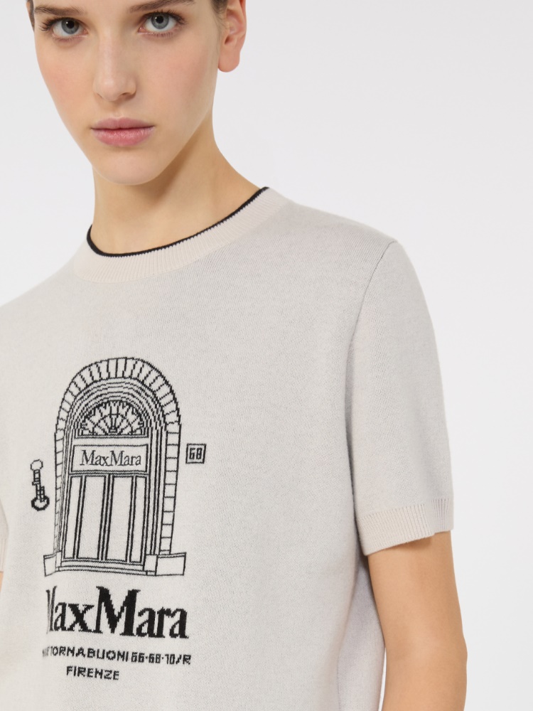 Wool yarn T-shirt - 本色 - Marina Rinaldi - 4