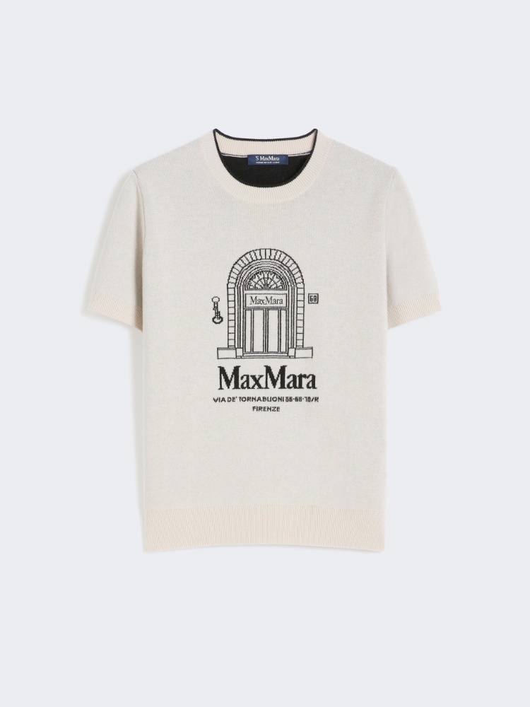 Wool yarn T-shirt - 本色 - Marina Rinaldi - 6