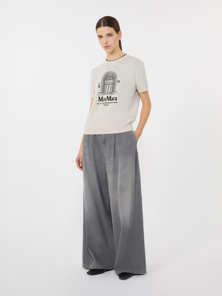 Wool yarn T-shirt - 本色 - Marina Rinaldi - 2