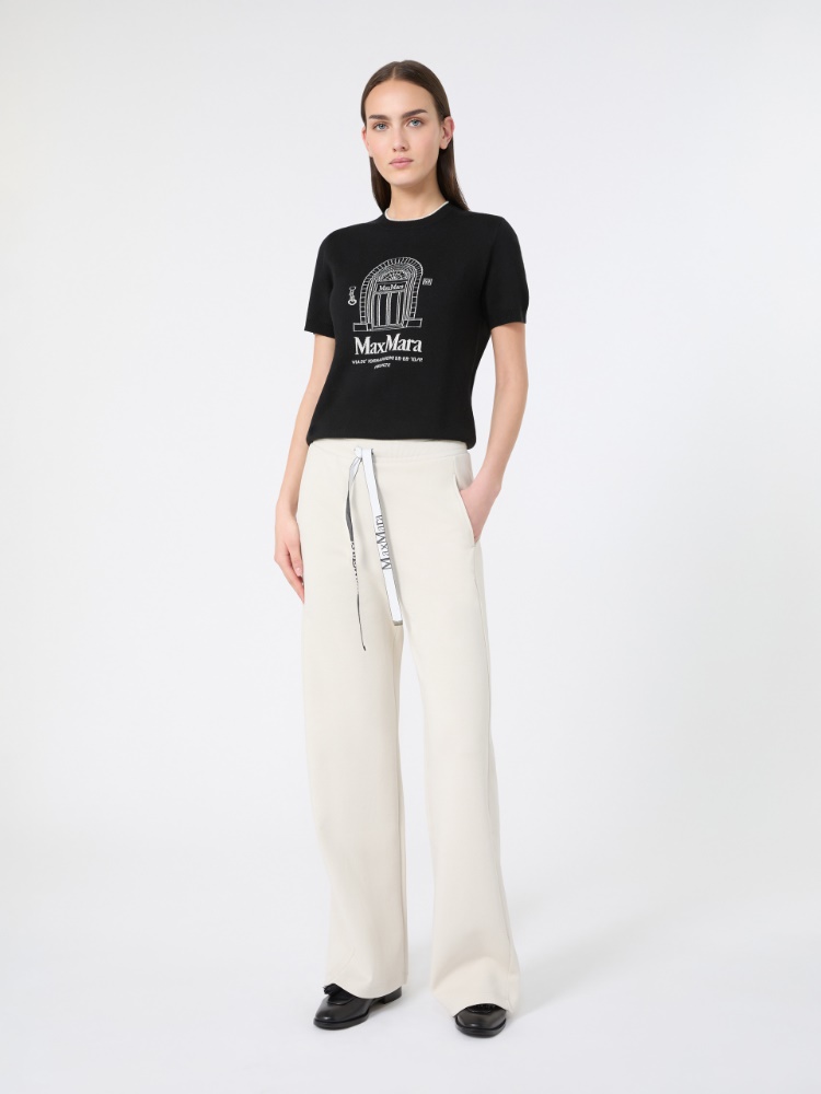 Wool yarn T-shirt - 黑色 - Marina Rinaldi - 2