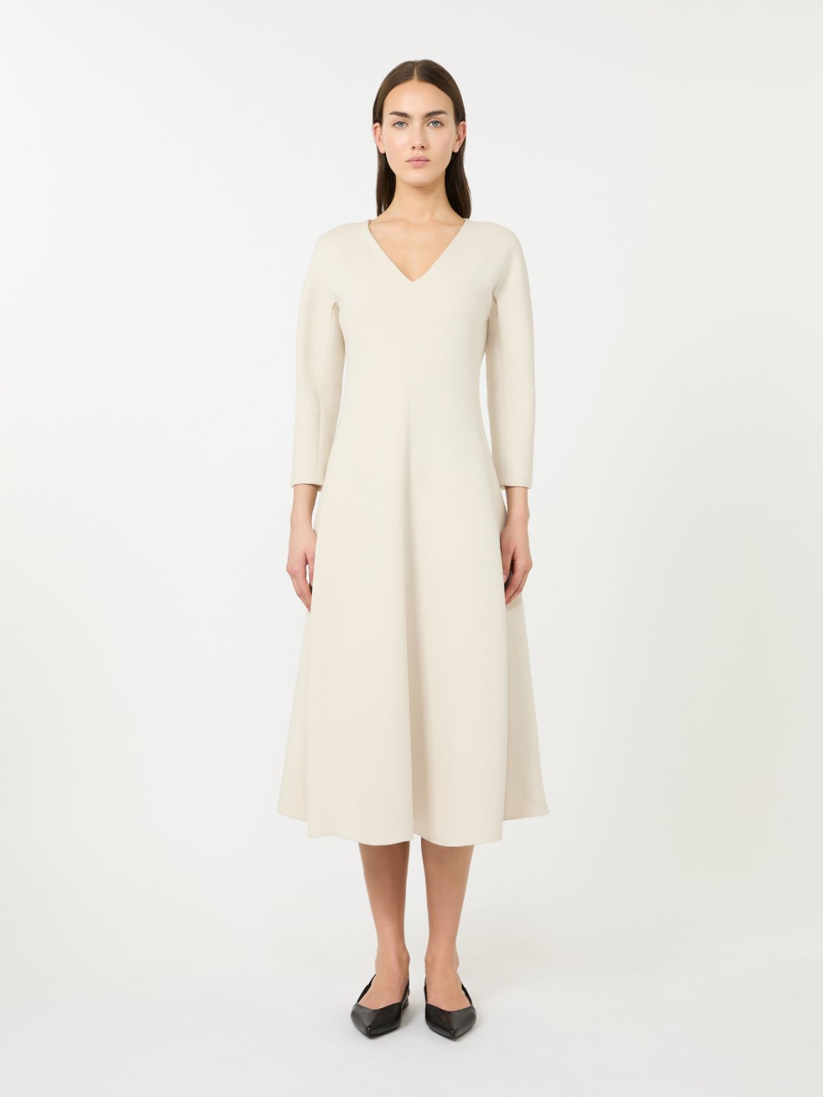 棉质混纺喇叭型针织连衣裙 - 本色 - Marina Rinaldi - 2