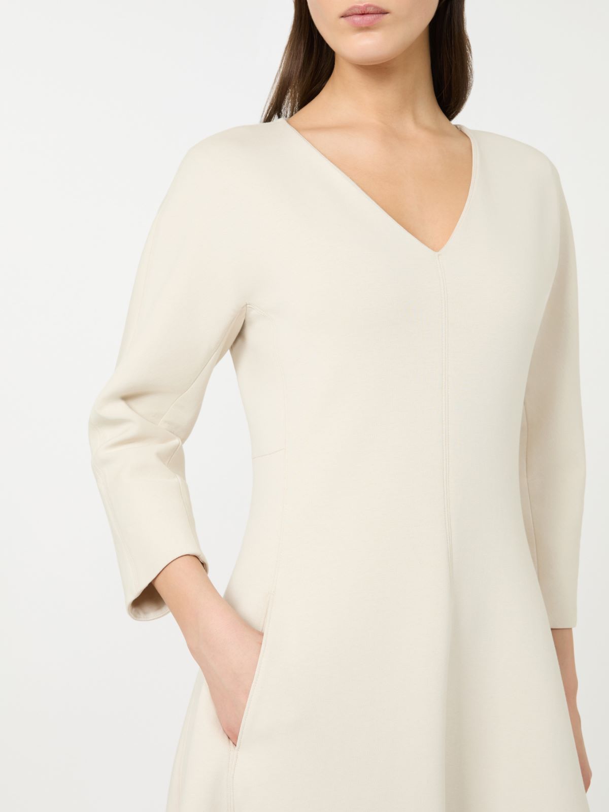 棉质混纺喇叭型针织连衣裙 - 本色 - Marina Rinaldi - 4