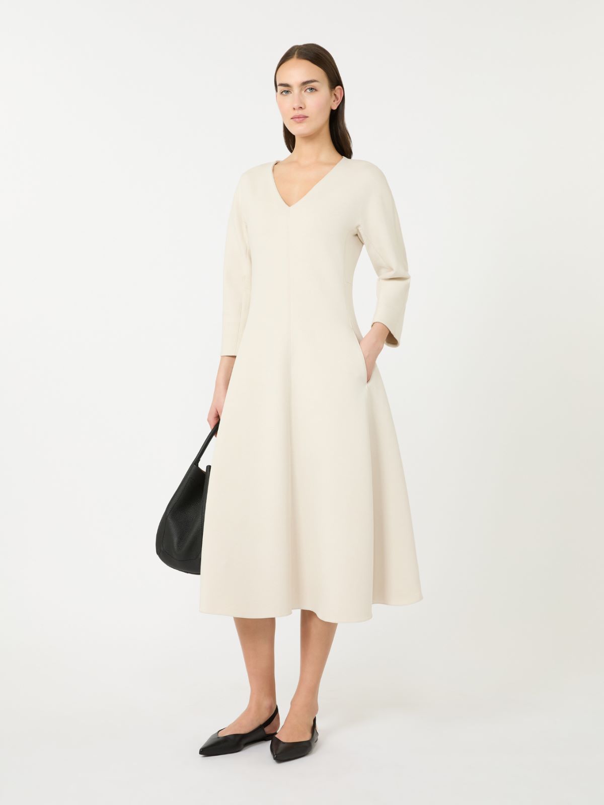 棉质混纺喇叭型针织连衣裙 - 本色 - Marina Rinaldi