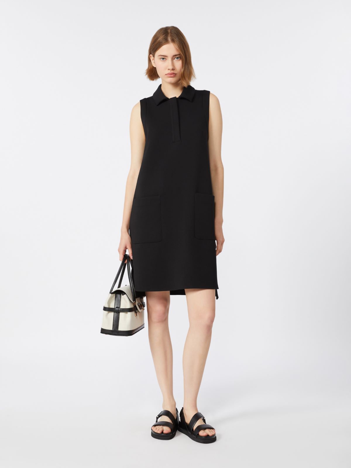 Scuba jersey polo dress - 黑色 - Marina Rinaldi