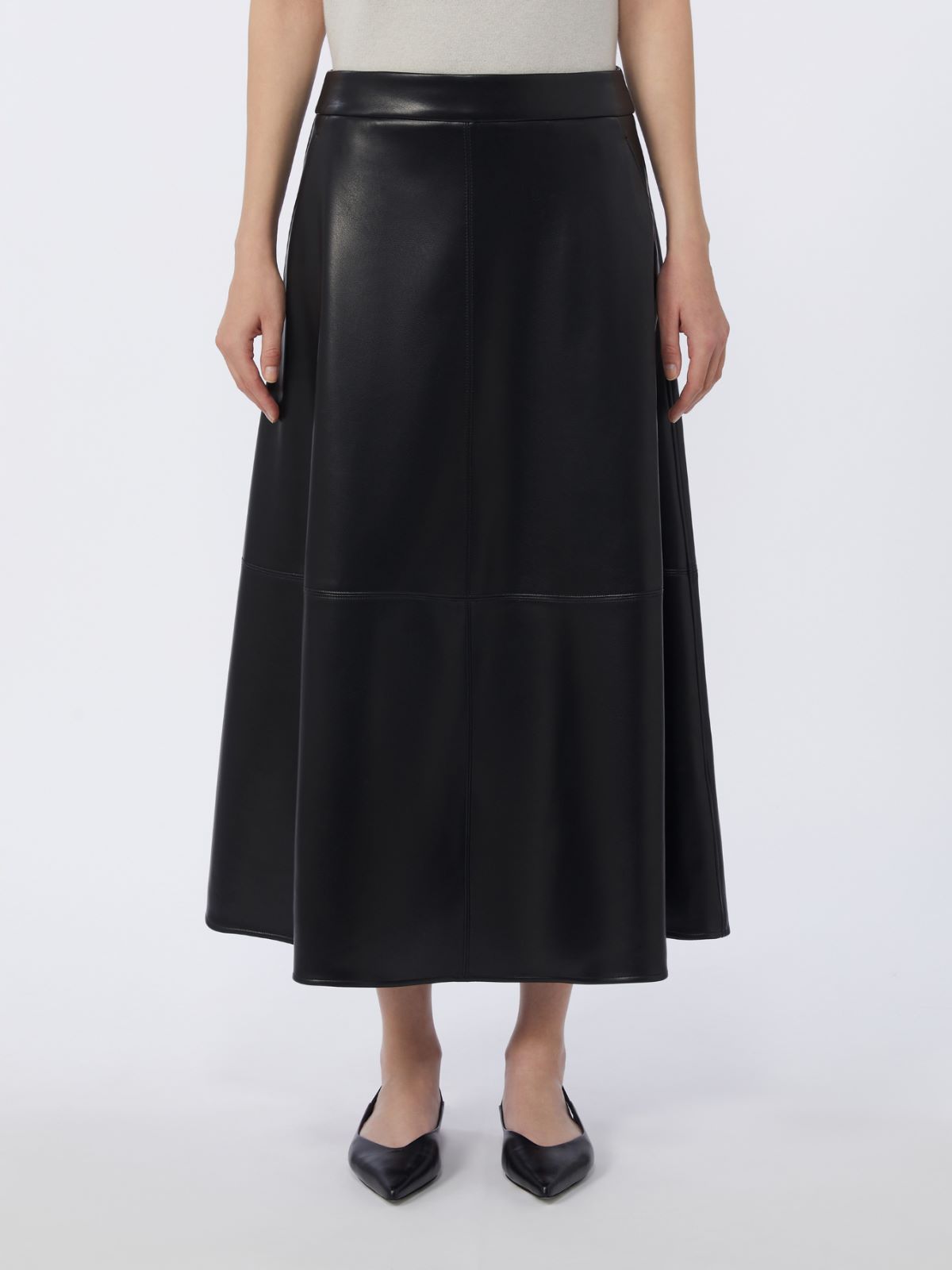 Coated fabric skirt - 黑色 - Marina Rinaldi - 2