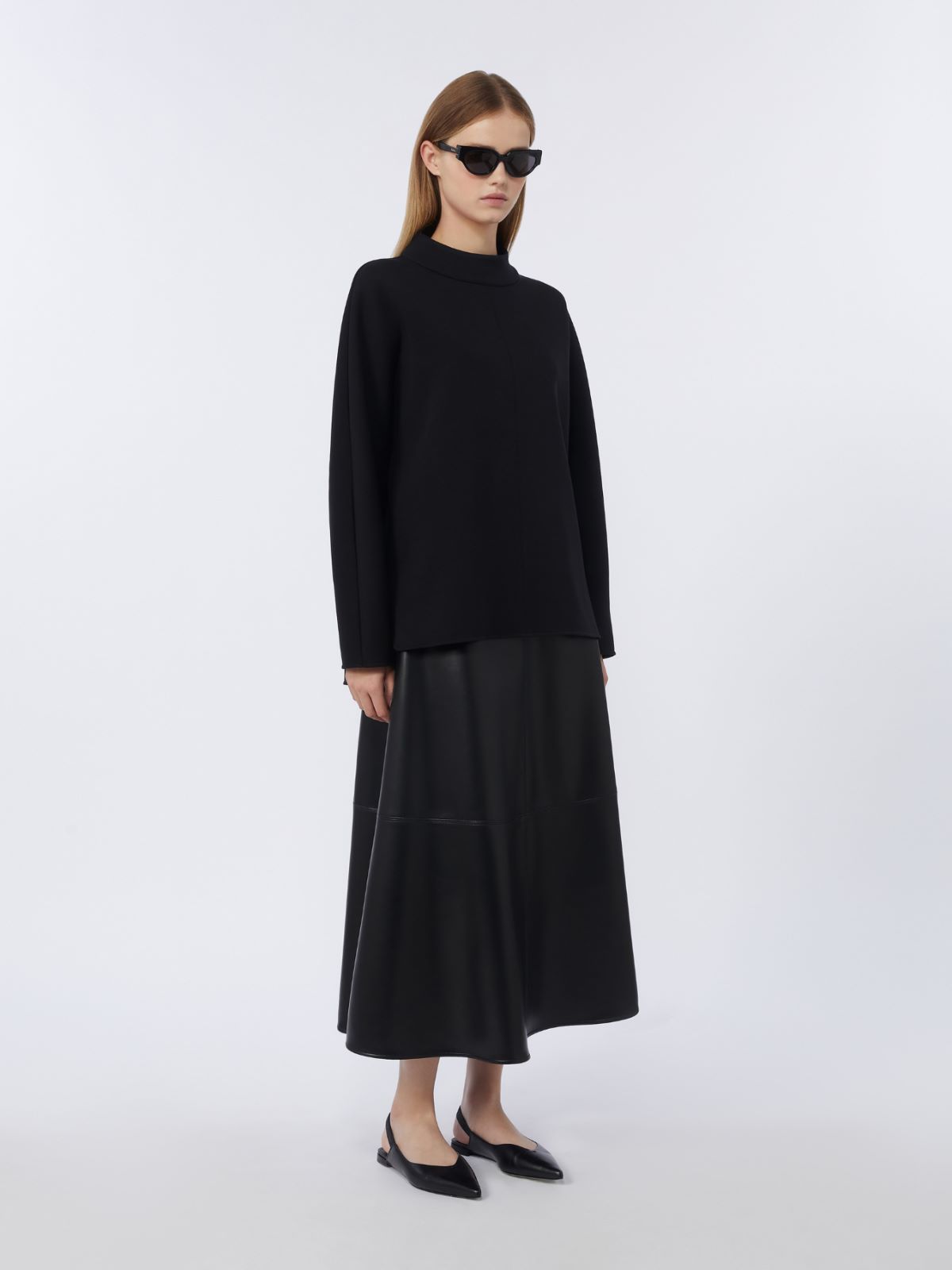 Coated fabric skirt - 黑色 - Marina Rinaldi