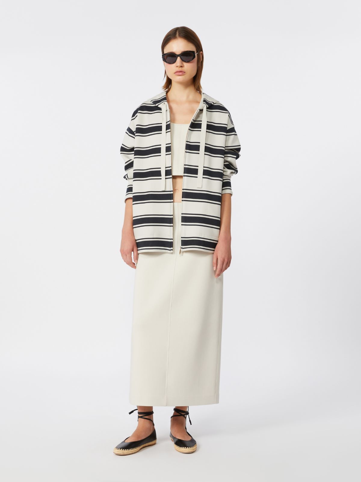 Straight-fit scuba jersey skirt - 米色 - Marina Rinaldi
