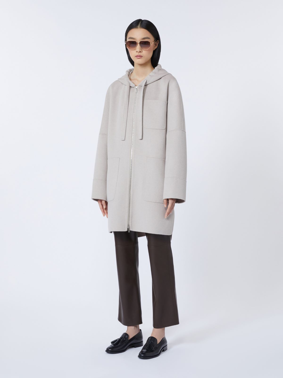 涂层修身微喇长裤 - 褐色 - Marina Rinaldi