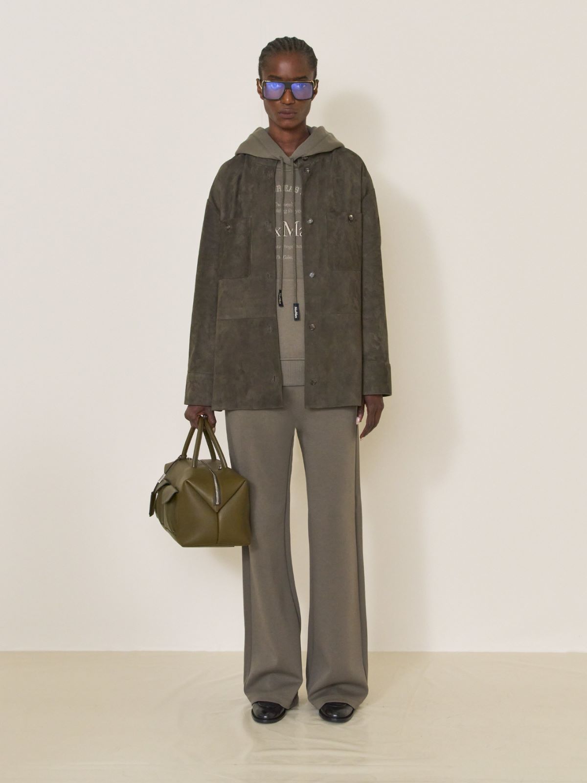 针织宽松抽绳长裤 - 绿色 - Marina Rinaldi