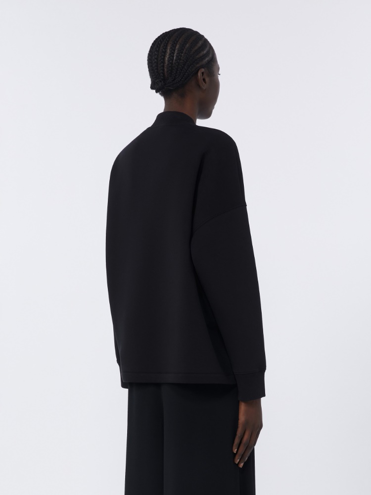 棉质混纺宽松夹克外套 - 黑色 - Marina Rinaldi - 3