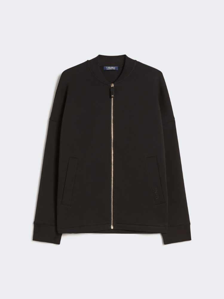 棉质混纺宽松夹克外套 - 黑色 - Marina Rinaldi