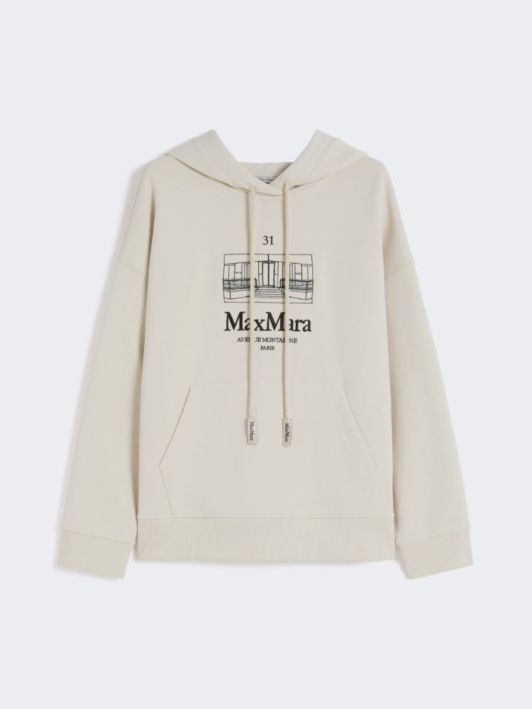 针织抽绳连帽卫衣 - 本色 - Marina Rinaldi