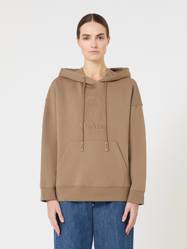 针织抽绳连帽卫衣 - 驼色 - Marina Rinaldi - 2