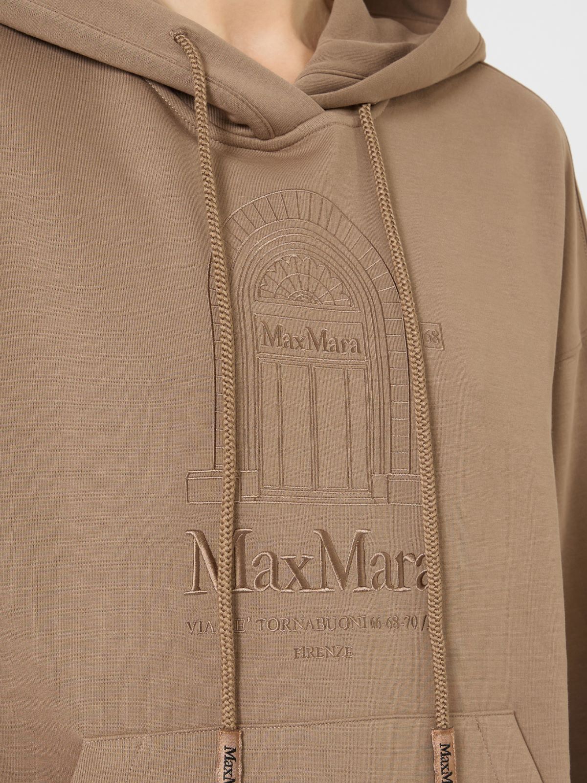 针织抽绳连帽卫衣 - 驼色 - Marina Rinaldi - 4