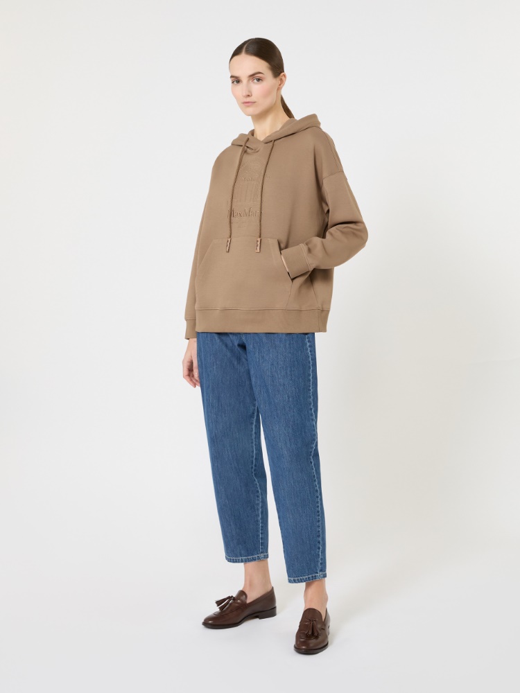 针织抽绳连帽卫衣 - 驼色 - Marina Rinaldi
