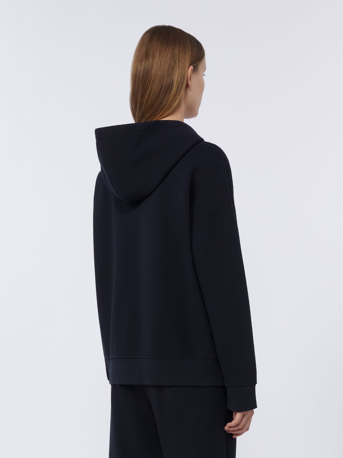 棉质混纺连帽卫衣 - 蓝色 - Marina Rinaldi - 3