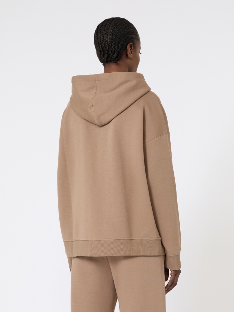 棉质混纺连帽卫衣 - 驼色 - Marina Rinaldi - 3