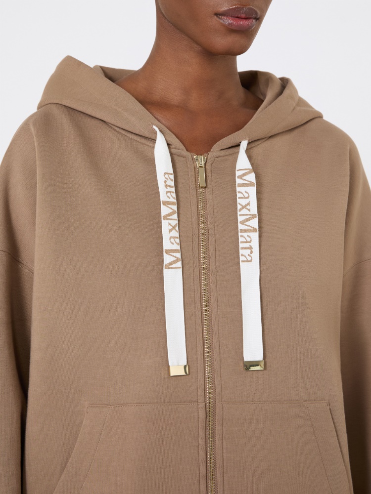 棉质混纺连帽卫衣 - 驼色 - Marina Rinaldi - 4