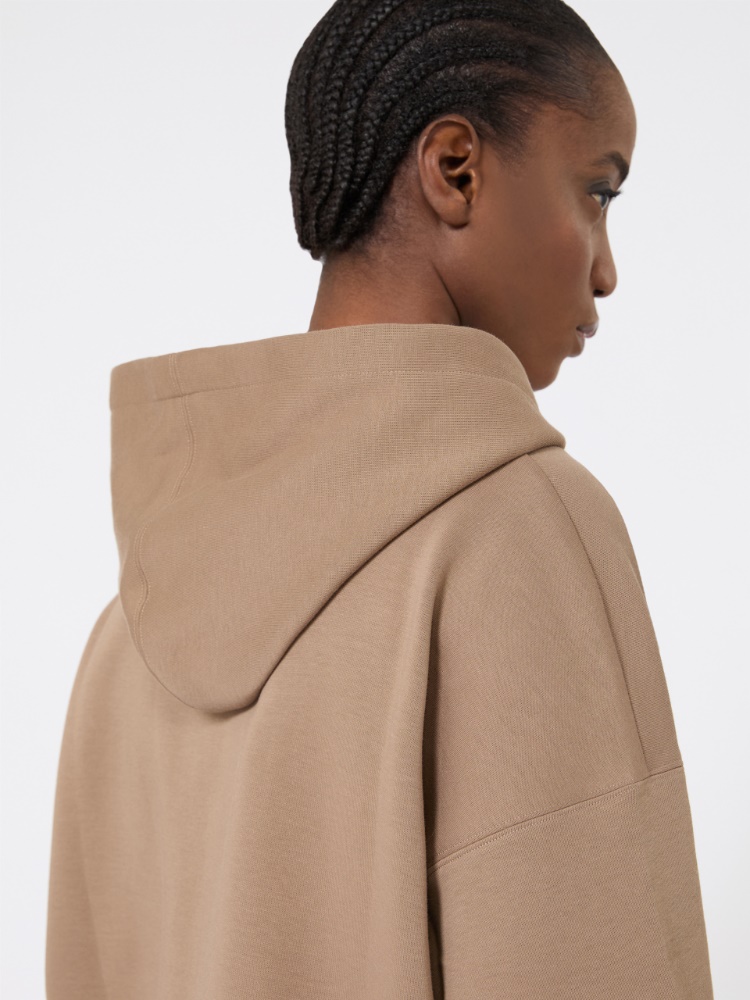 棉质混纺连帽卫衣 - 驼色 - Marina Rinaldi - 5