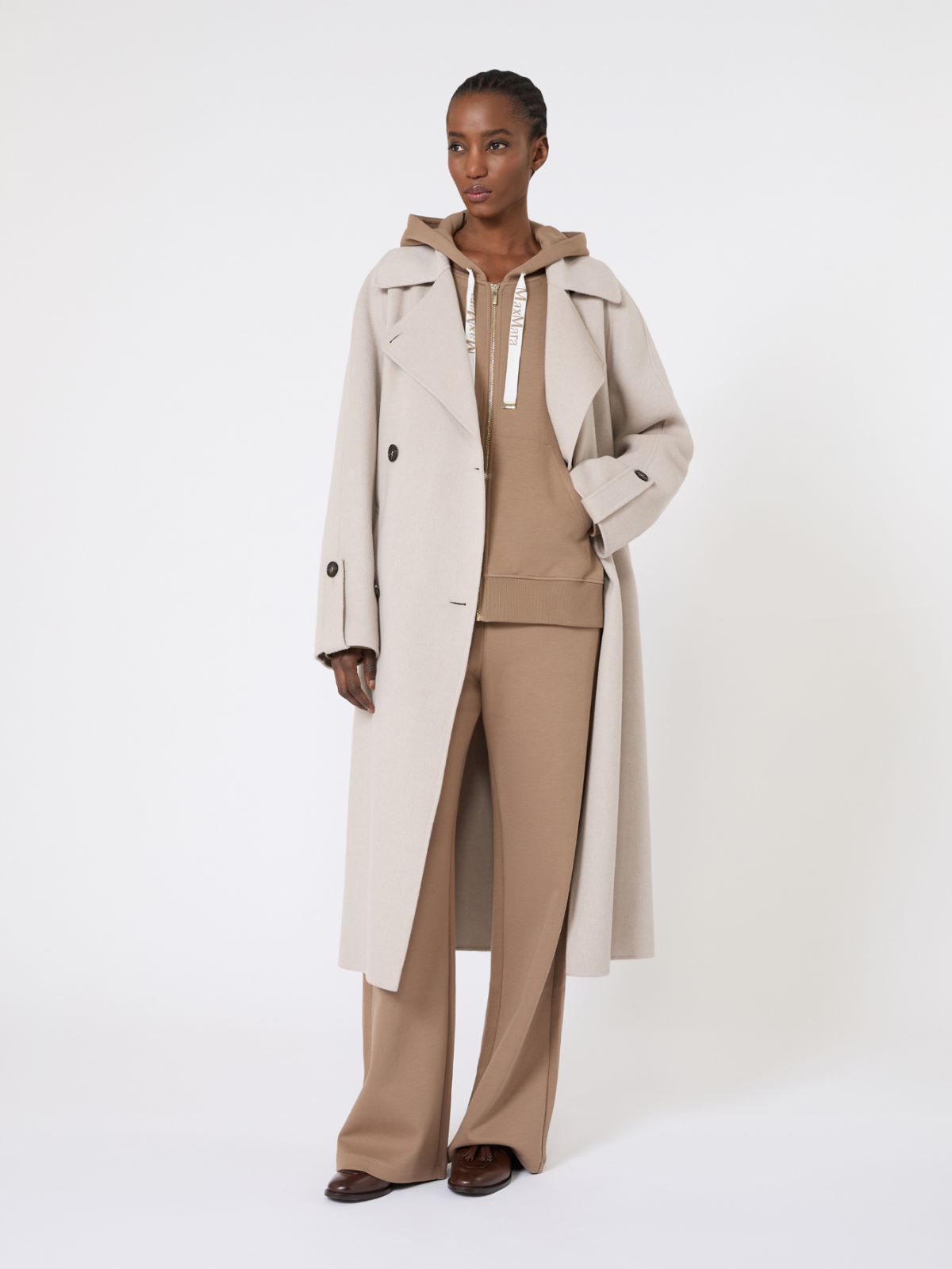 棉质混纺连帽卫衣 - 驼色 - Marina Rinaldi