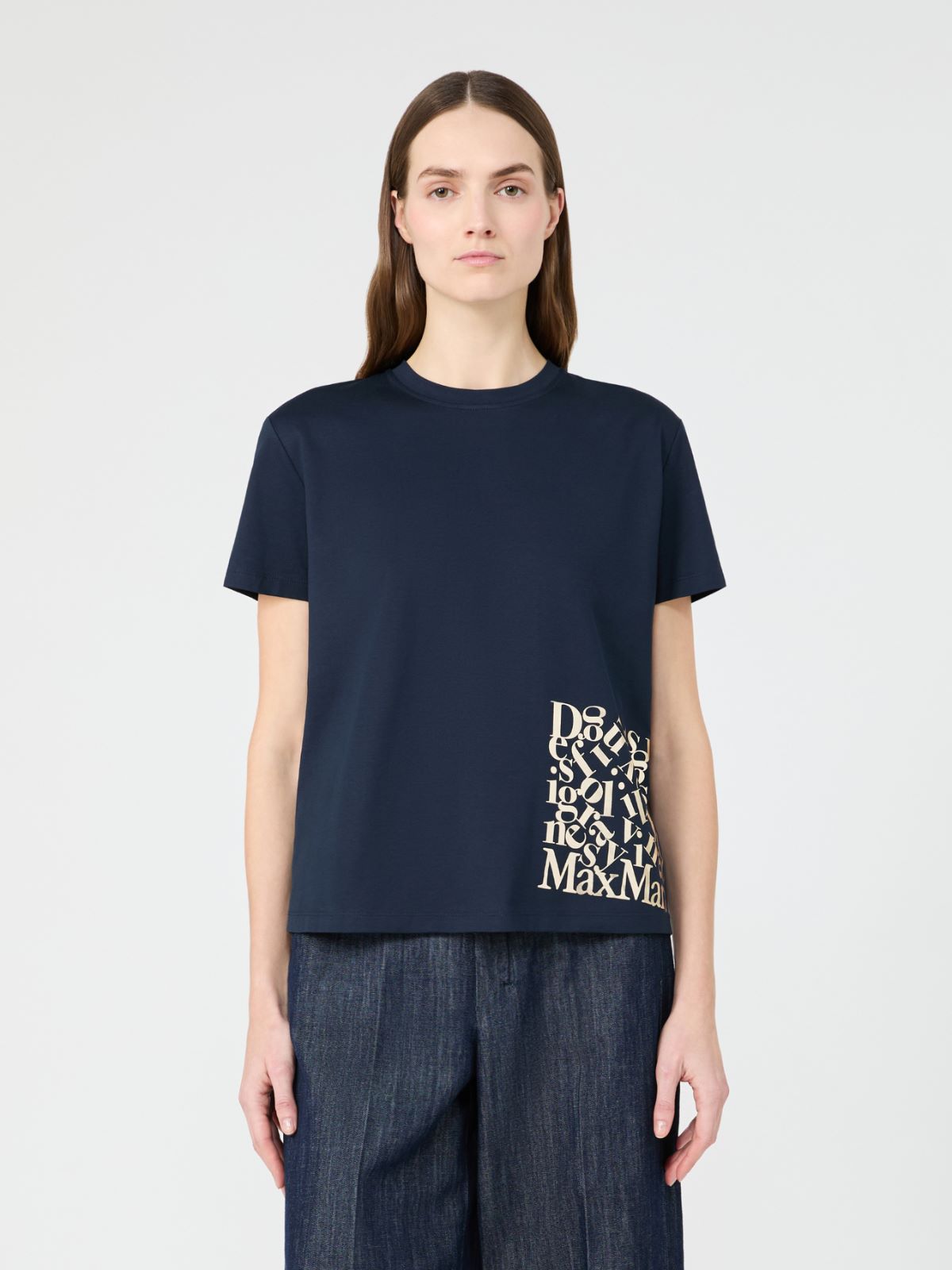Jersey print T-shirt - 蓝色 - Marina Rinaldi - 2