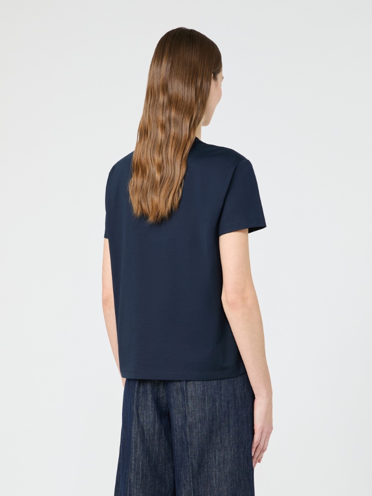 Jersey print T-shirt - 蓝色 - Marina Rinaldi - 3