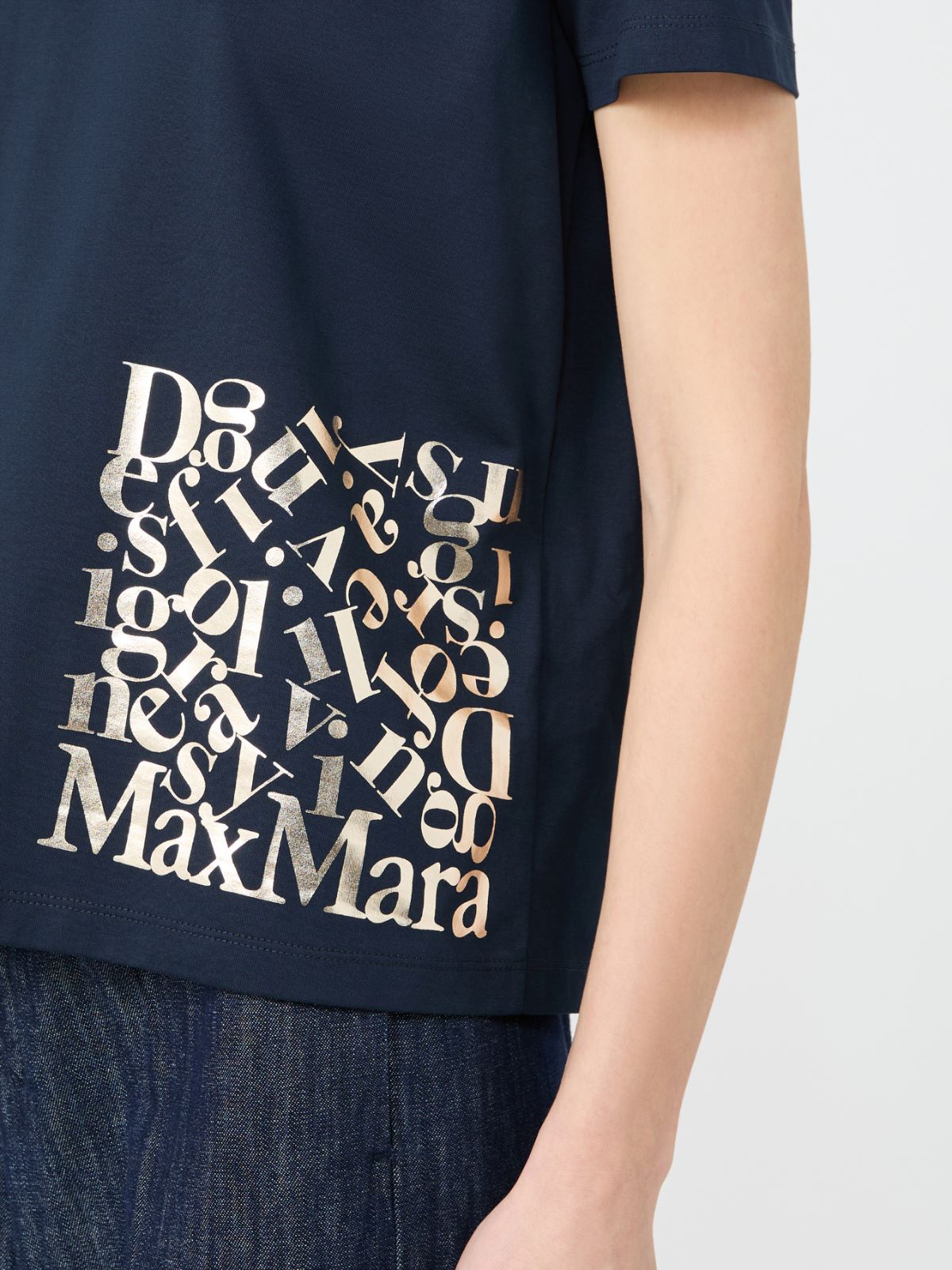 Jersey print T-shirt - 蓝色 - Marina Rinaldi - 4