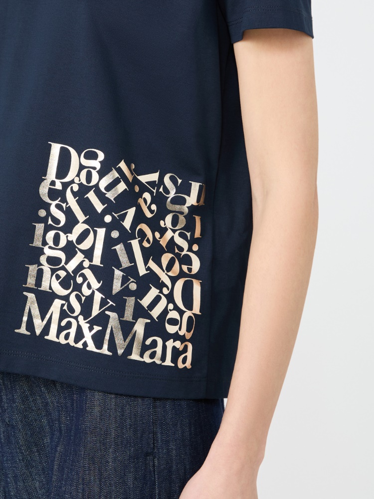Jersey print T-shirt - 蓝色 - Marina Rinaldi - 4