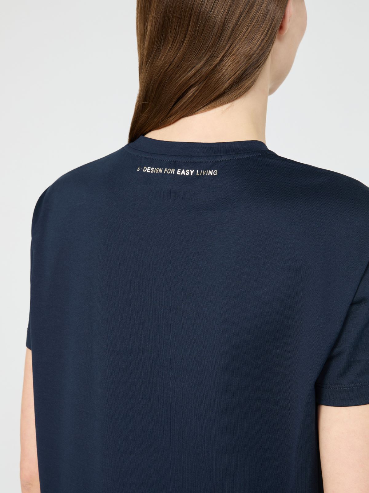 Jersey print T-shirt - 蓝色 - Marina Rinaldi - 5