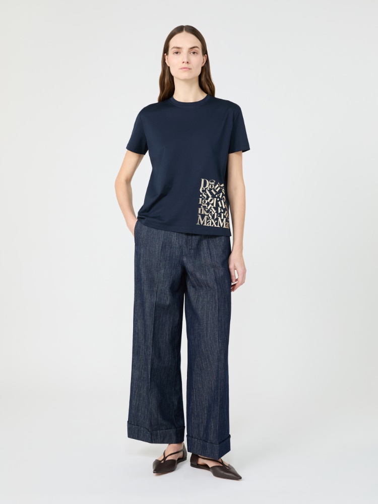 Jersey print T-shirt - 蓝色 - Marina Rinaldi - 2