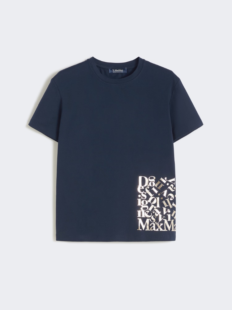 Jersey print T-shirt - 蓝色 - Marina Rinaldi