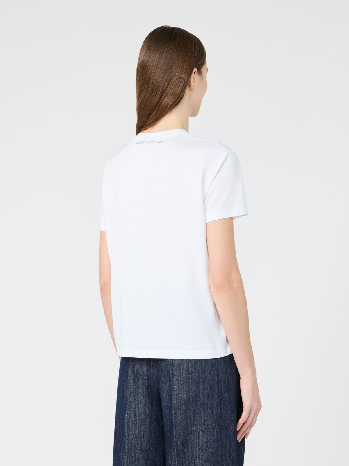 Jersey print T-shirt - 白色 - Marina Rinaldi - 3