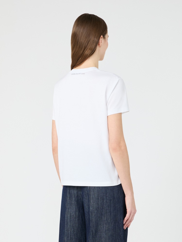 Jersey print T-shirt - 白色 - Marina Rinaldi - 3