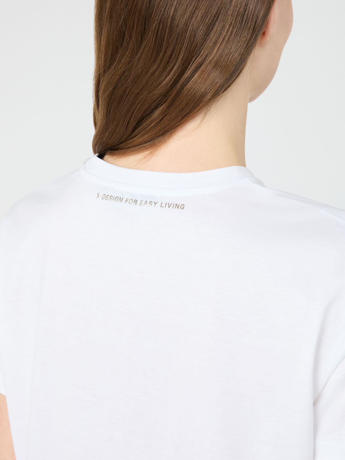 Jersey print T-shirt - 白色 - Marina Rinaldi - 4