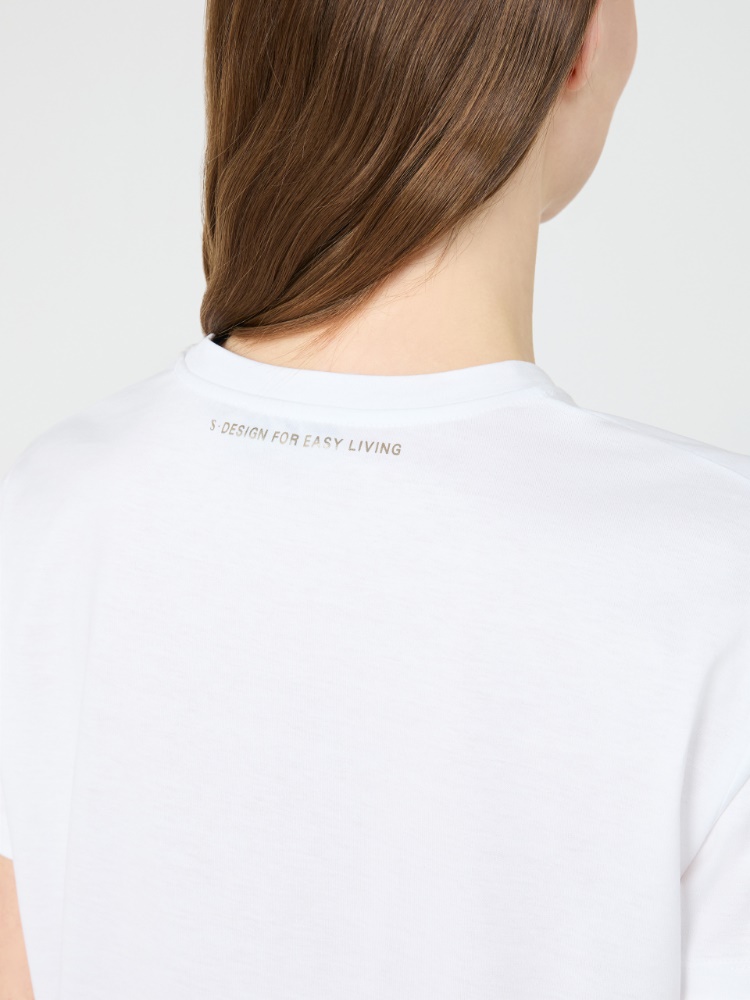 Jersey print T-shirt - 白色 - Marina Rinaldi - 4