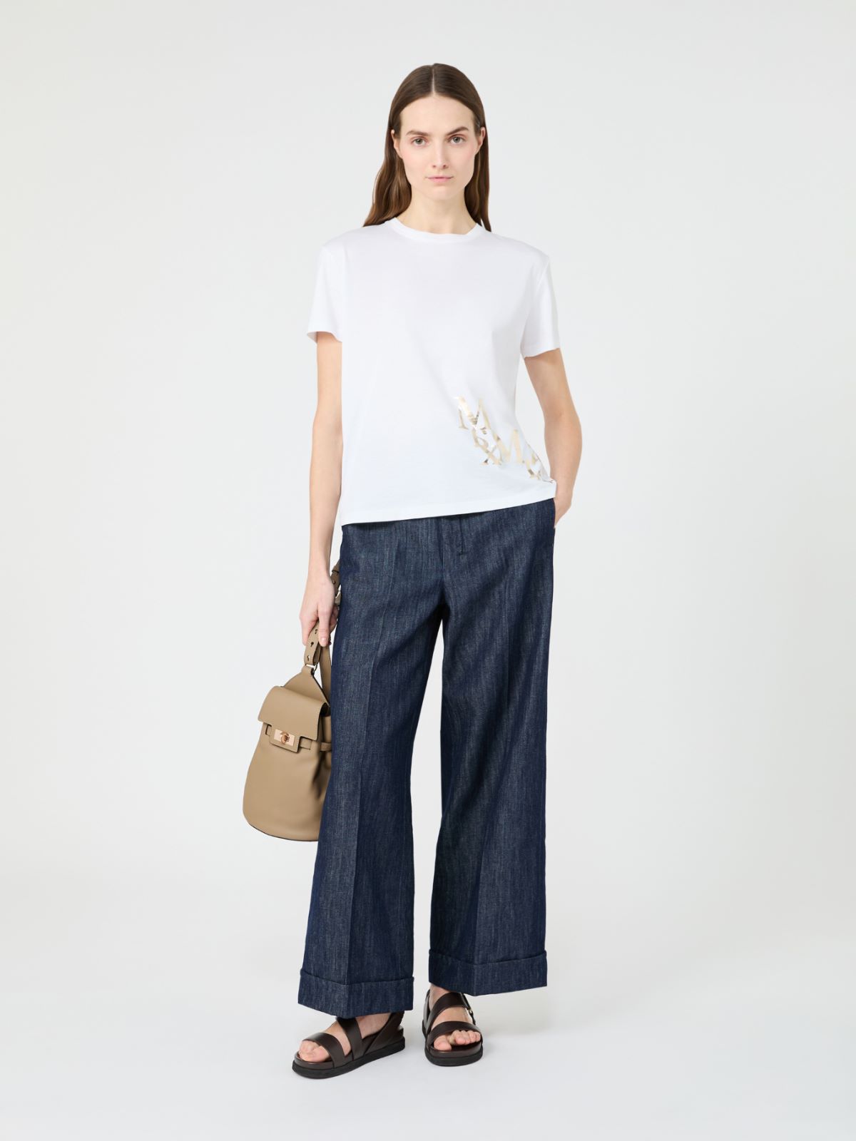 Jersey print T-shirt - 白色 - Marina Rinaldi
