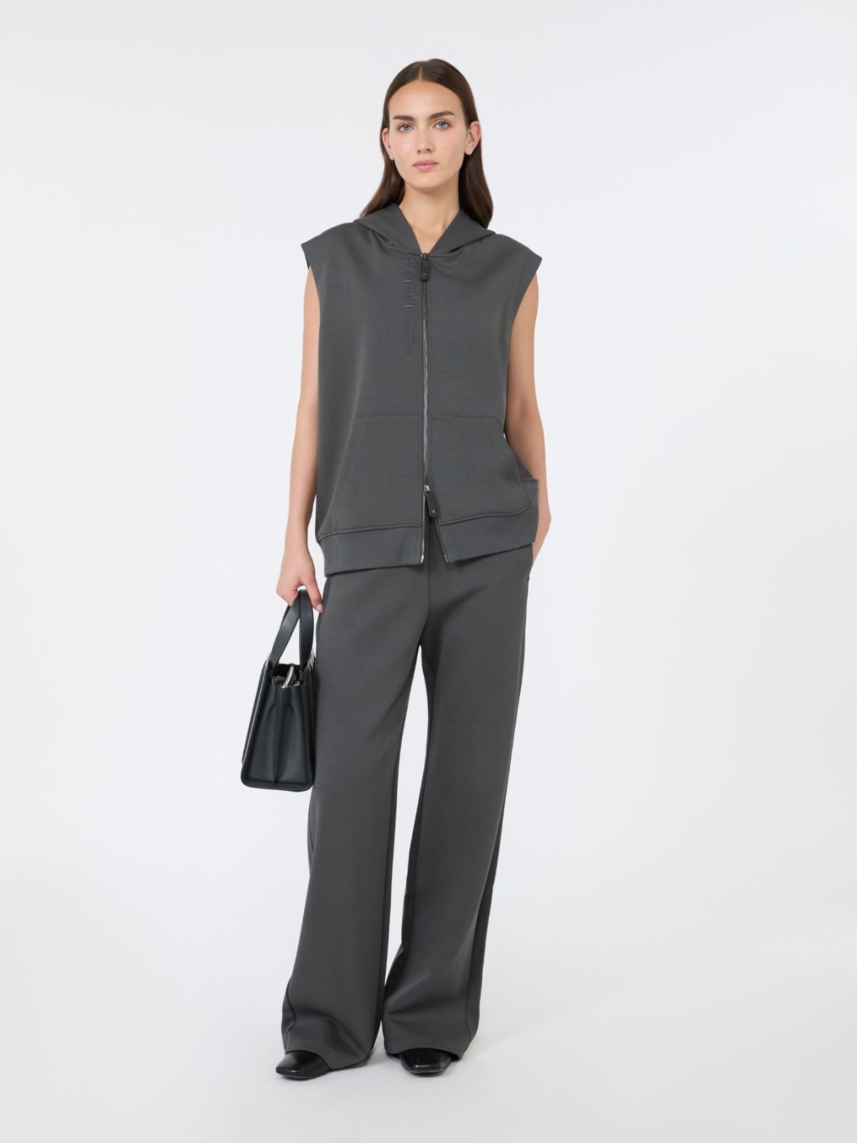 棉质混纺无袖马甲式卫衣 - 深灰色 - Marina Rinaldi